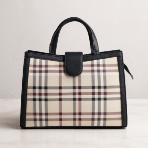 Women's Oversized Plaid Structured Tote Bag